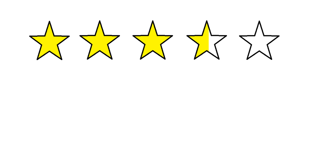  5 stars with 3.7 of them filled in with yellow